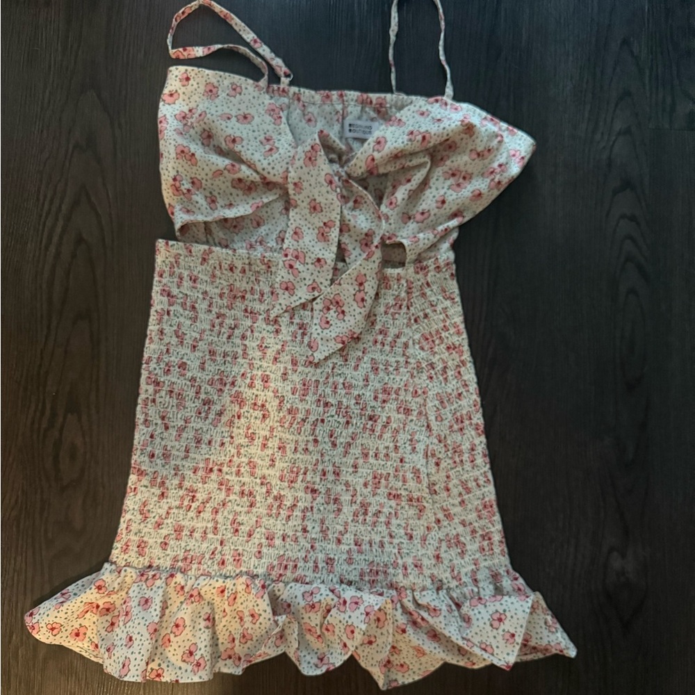 Beginning Boutique Pink Floral Bow Dress